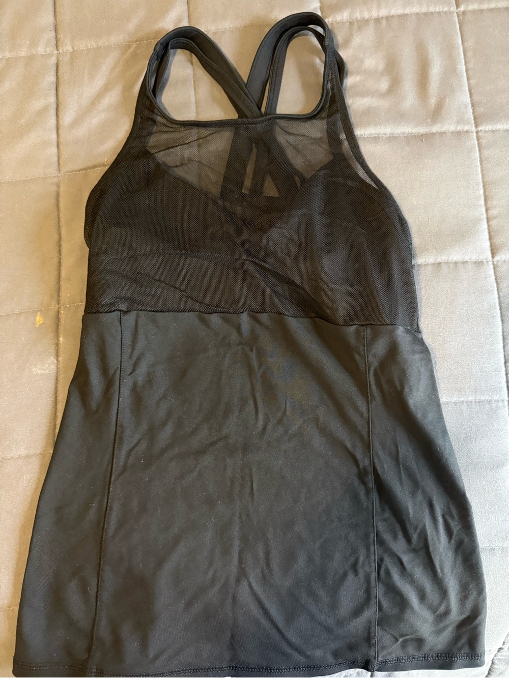 Black Mesh-Detail Alo Tank Top